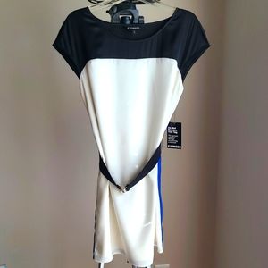 White, blue, and black Express dress, XS